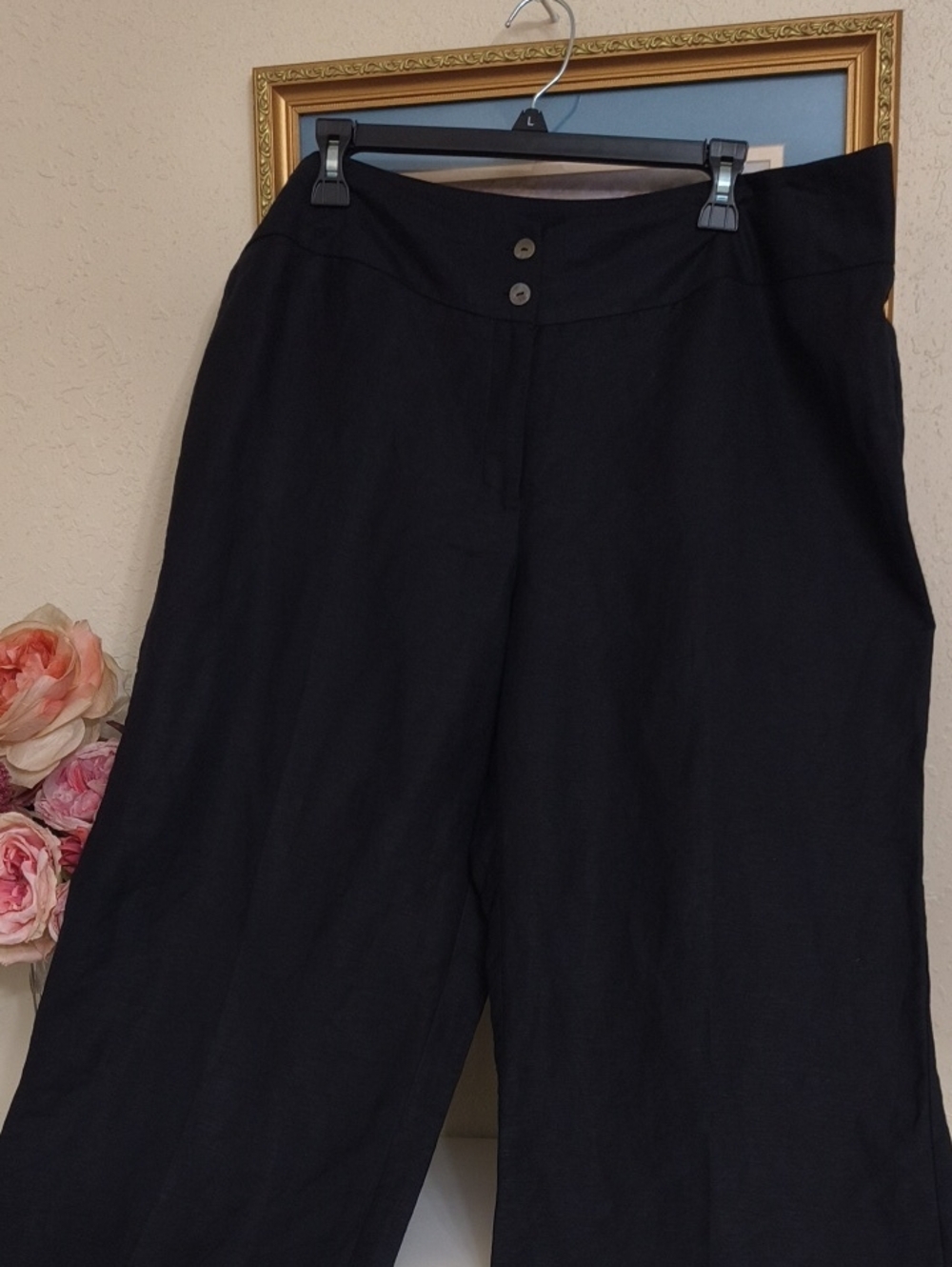Linen Wide Leg Pants East 5th Black Size 18W Career Office Lagenlook Luxury - Picture 1 of 8